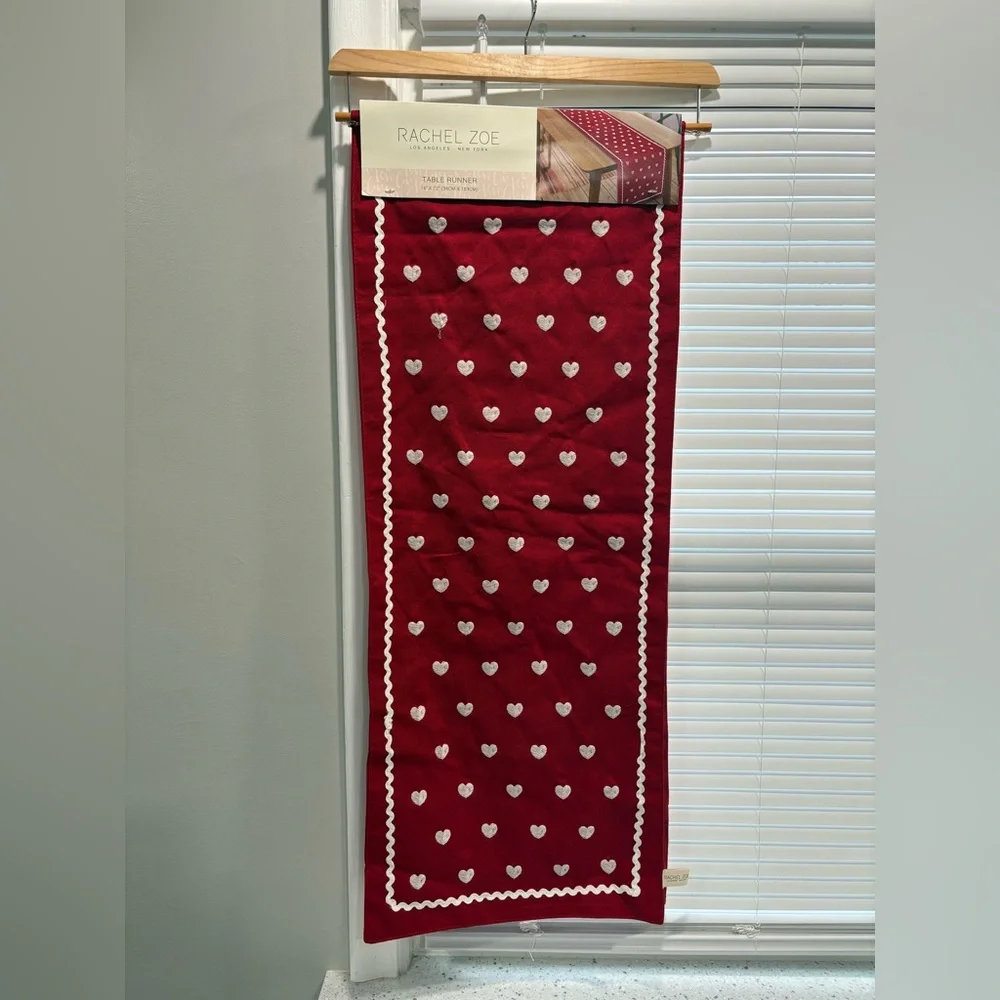 Rachel Zoe Burgundy Heart Table Runner